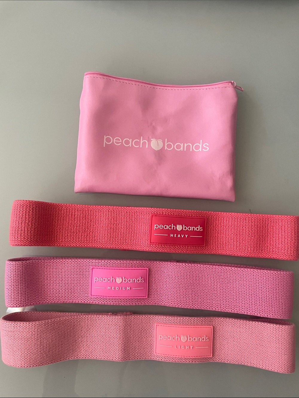 Peach Bands Pink Resistance Band Set with Carry Pouch